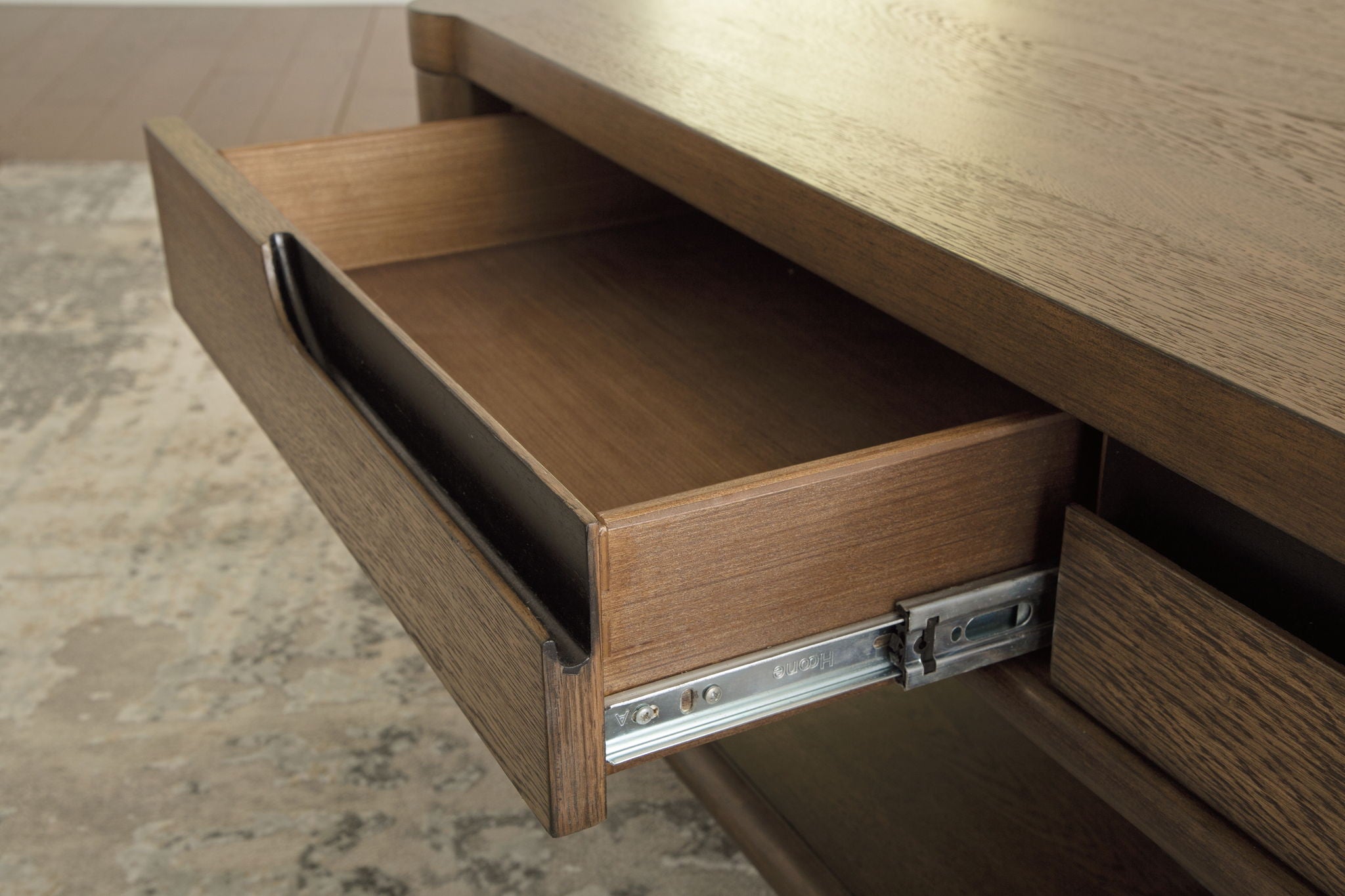 Roanhowe - Rectangular Cocktail Table - Brown, alternate view 3 with wood construction