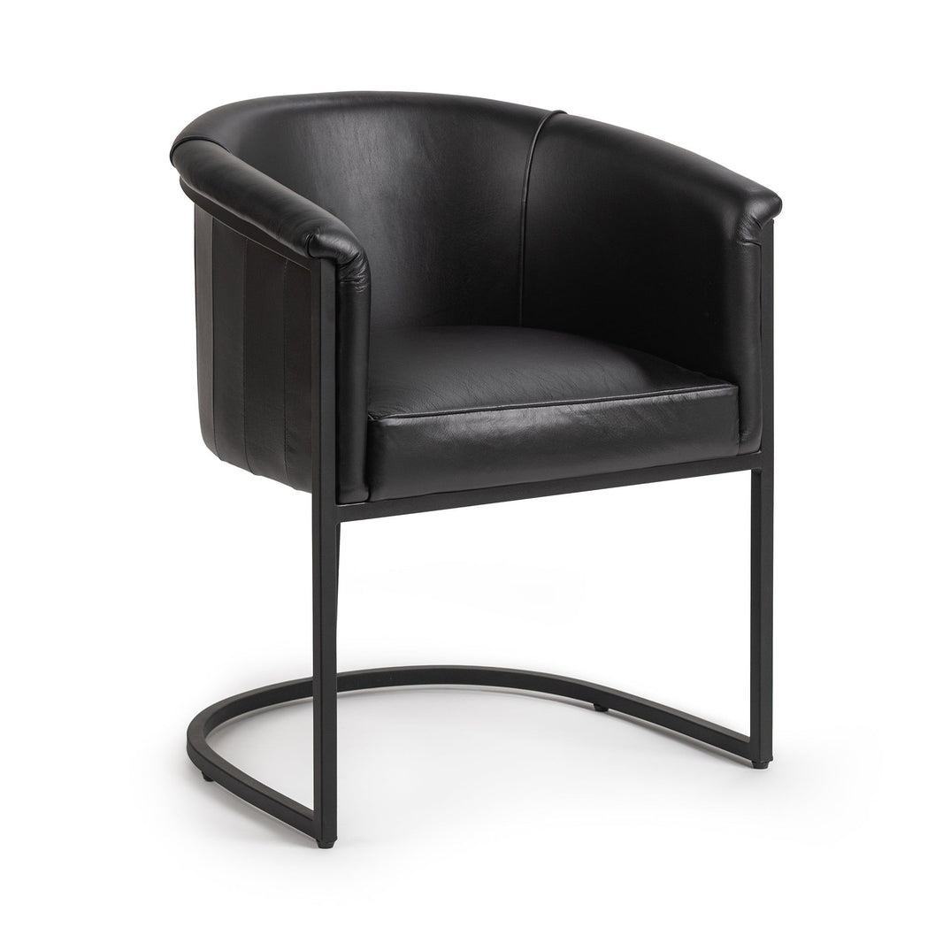 Hester - Dining Chair - Black, product view with top-grain leather