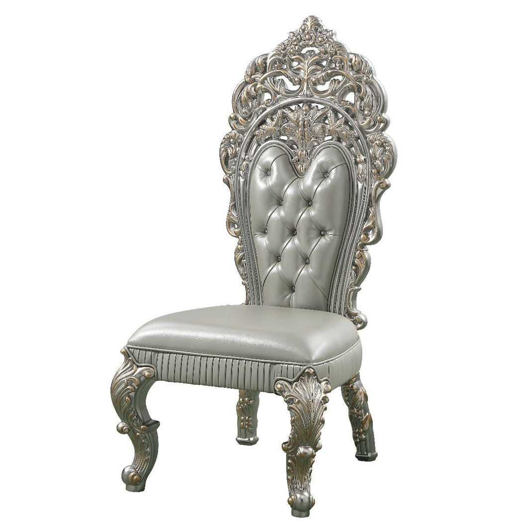 Sandoval - Side Chair (Set of 2) - Beige Synthetic Leather & Champagne
