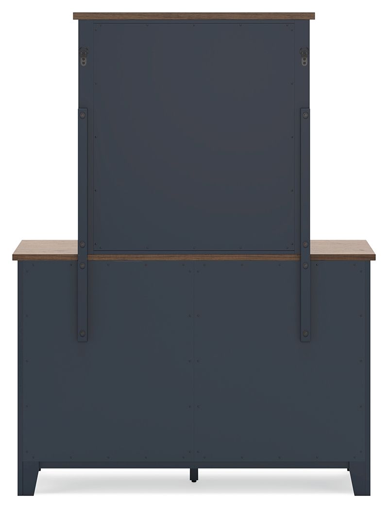 Landocken - Dresser and Mirror - Brown / Blue, alternate view 6 with wood construction