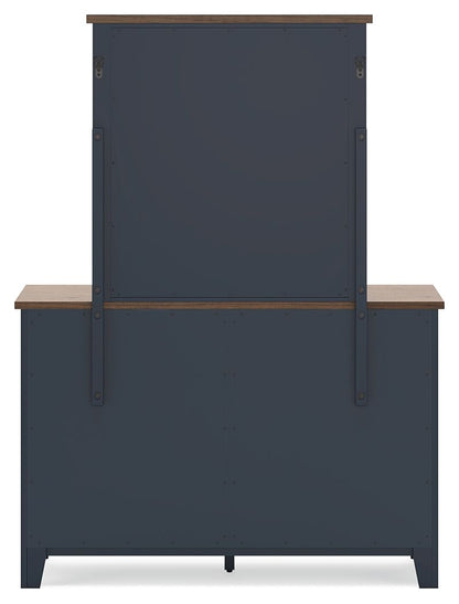 Landocken - Dresser and Mirror - Brown / Blue, alternate view 6 with wood construction