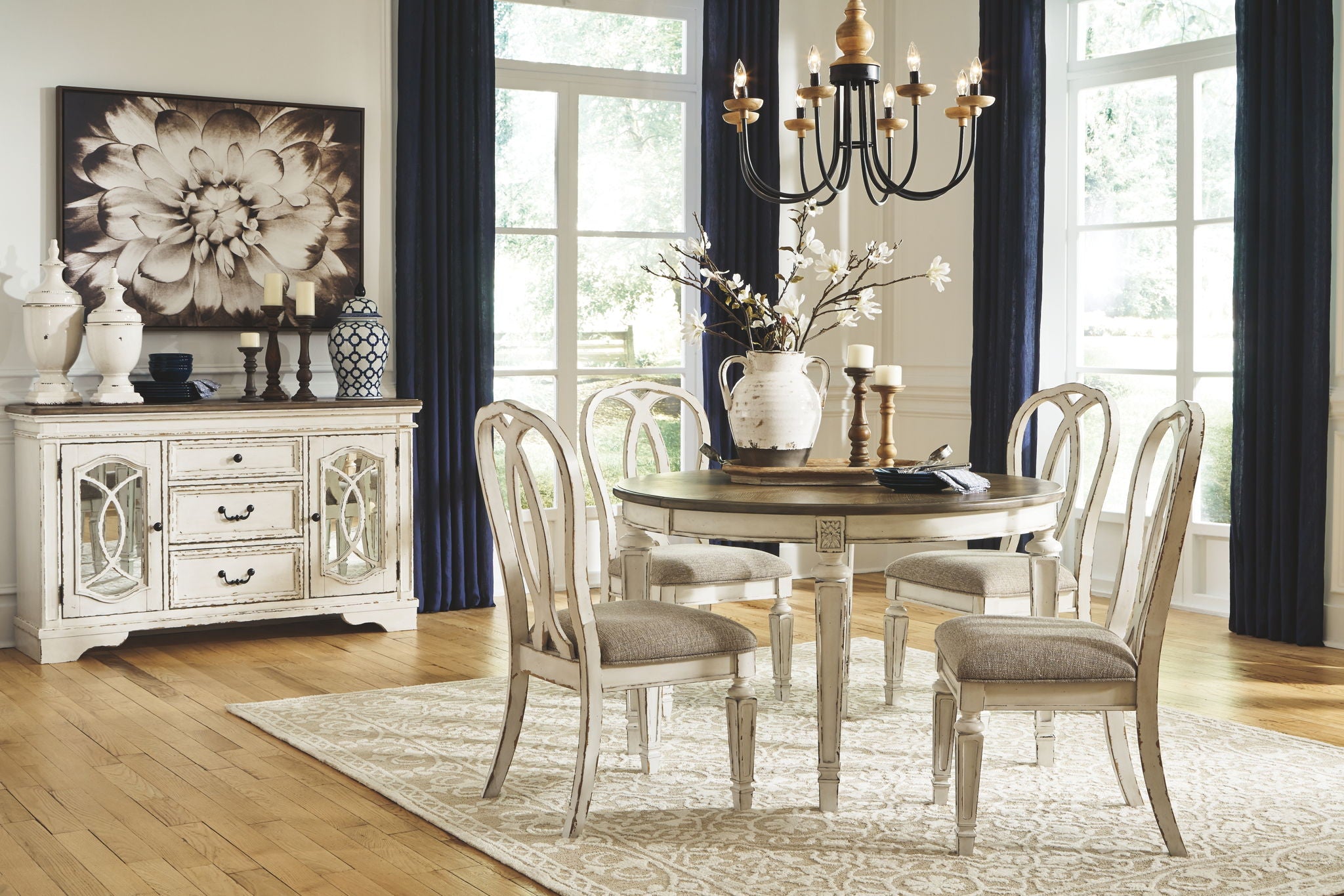 Realyn - Dining UPH Side Chair (Set of 2) - Ribbonback - Chipped White, alternate view 4 with polyester fabric