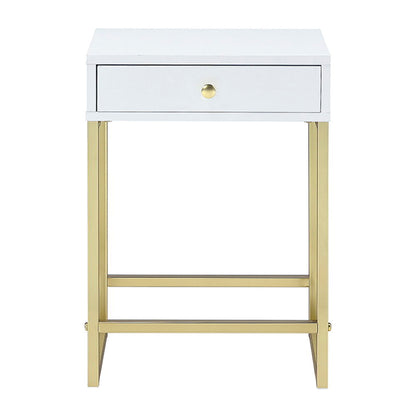 Coleen - Accent Table - White & Brass, alternate view 3 with metal