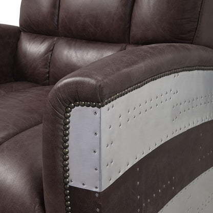 Brancaster - Accent Chair - Retro Brown Top Grain Leather & Aluminum, alternate view 2 with top-grain leather