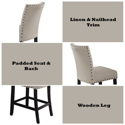 Nolan - Counter Height Chair (Set of 2) - Beige Linen & Salvage Dark Oak, alternate view 4 with wood construction