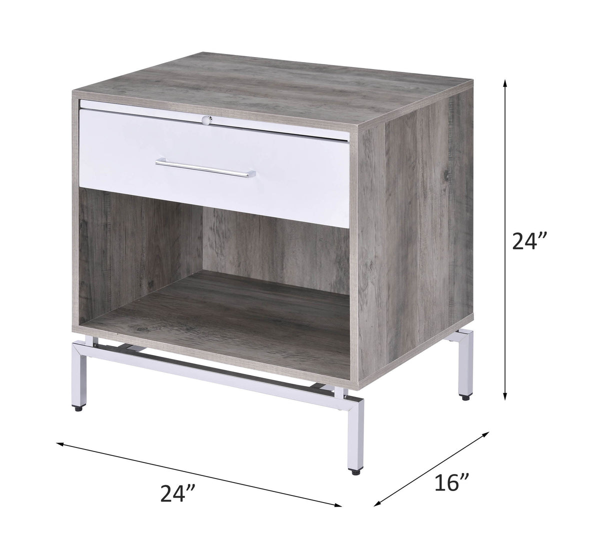 Cistus - Accent Table - Weathered Gray Oak & White, alternate view 3 with wood construction