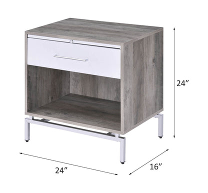 Cistus - Accent Table - Weathered Gray Oak & White, alternate view 3 with wood construction
