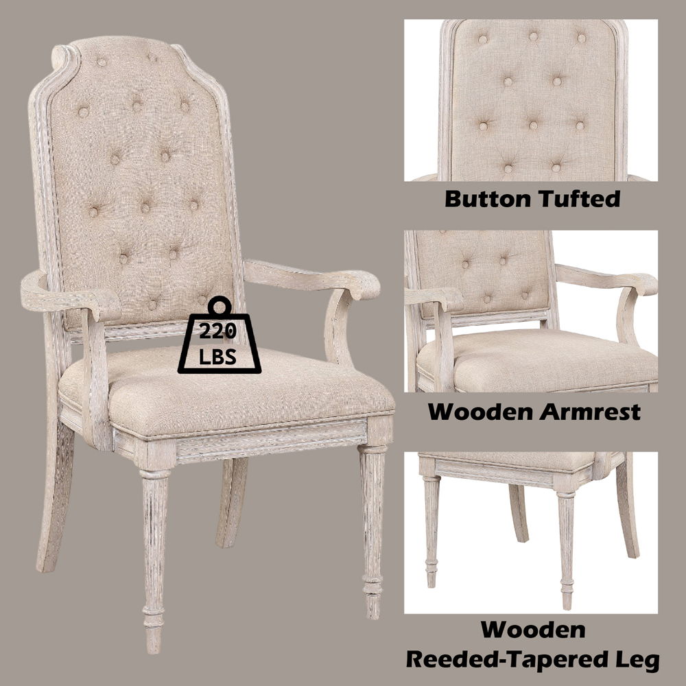 Wynsor - Arm Chair (Set of 2) - Antique White, alternate view 3 with wood construction