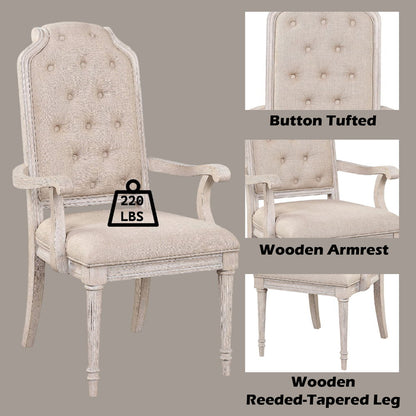 Wynsor - Arm Chair (Set of 2) - Antique White, alternate view 3 with wood construction