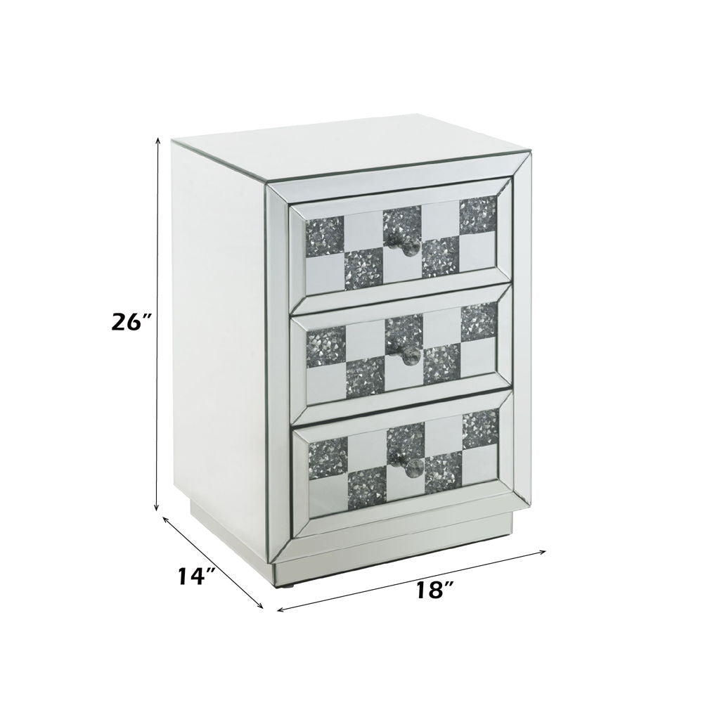 Noralie - 18" X 14" Accent Table With Faux Diamonds - Mirrored, alternate view 6 with glass