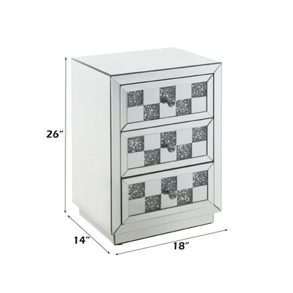 Noralie - 18" X 14" Accent Table With Faux Diamonds - Mirrored, alternate view 6 with glass