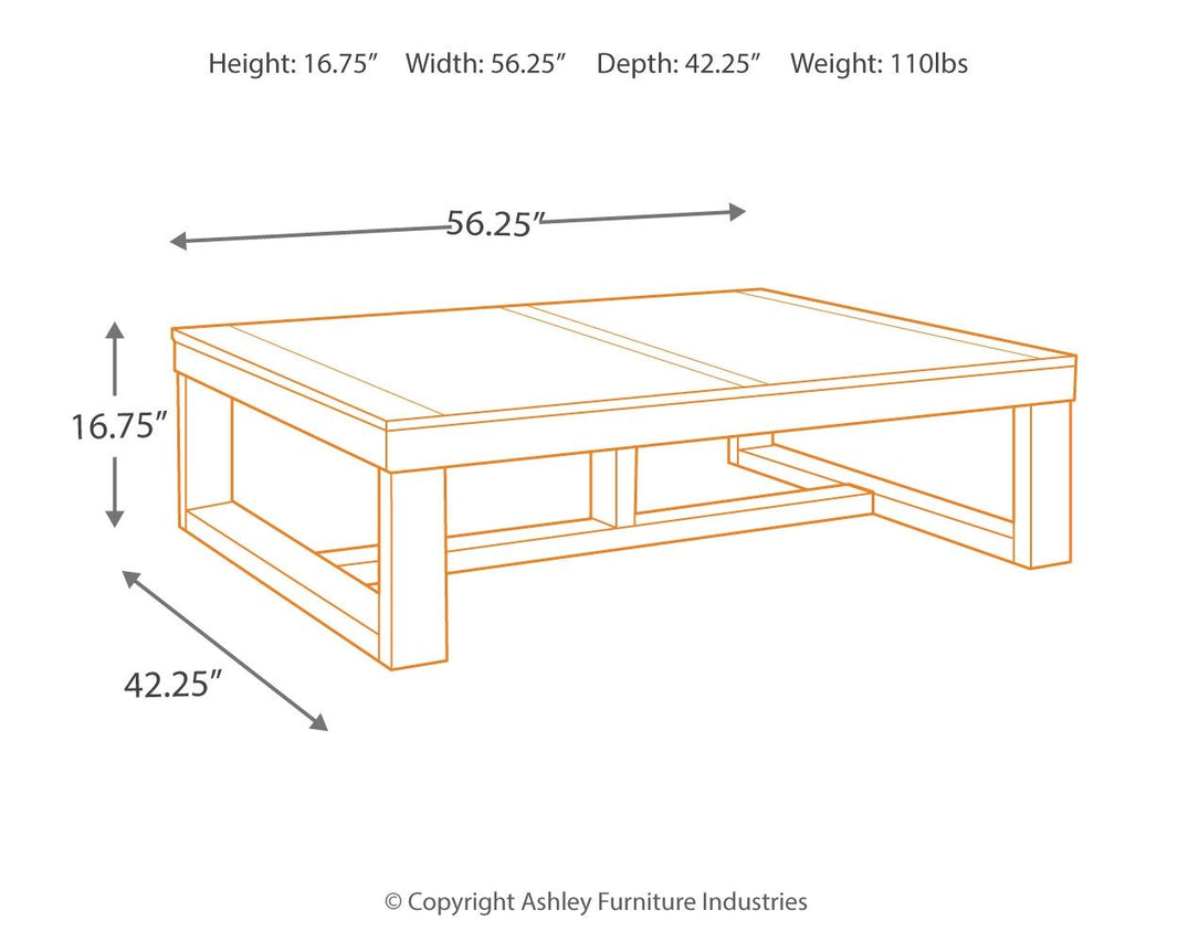 Watson - Rectangular Cocktail Table - Dark Brown, alternate view 2 with engineered wood
