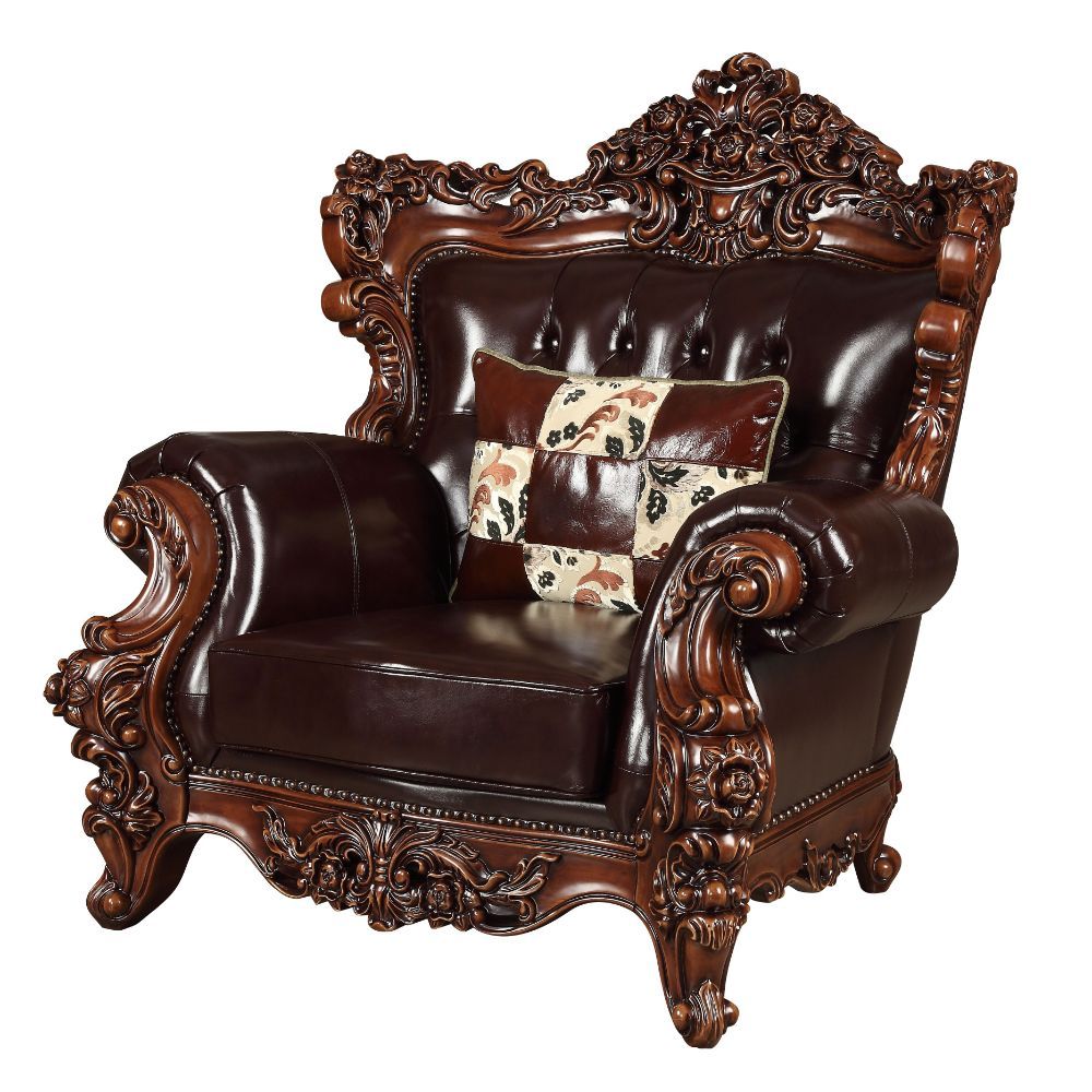 Forsythia - Chair - Espresso Top Grain Leather Match & Walnut, product view with solid wood