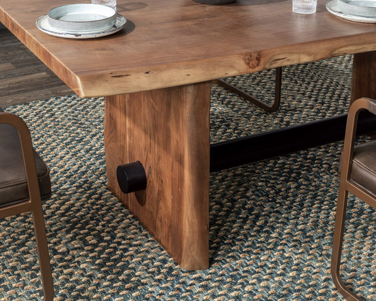 Brinton - 80" Dining Table - Acorn Brown, alternate view 4 with wood construction