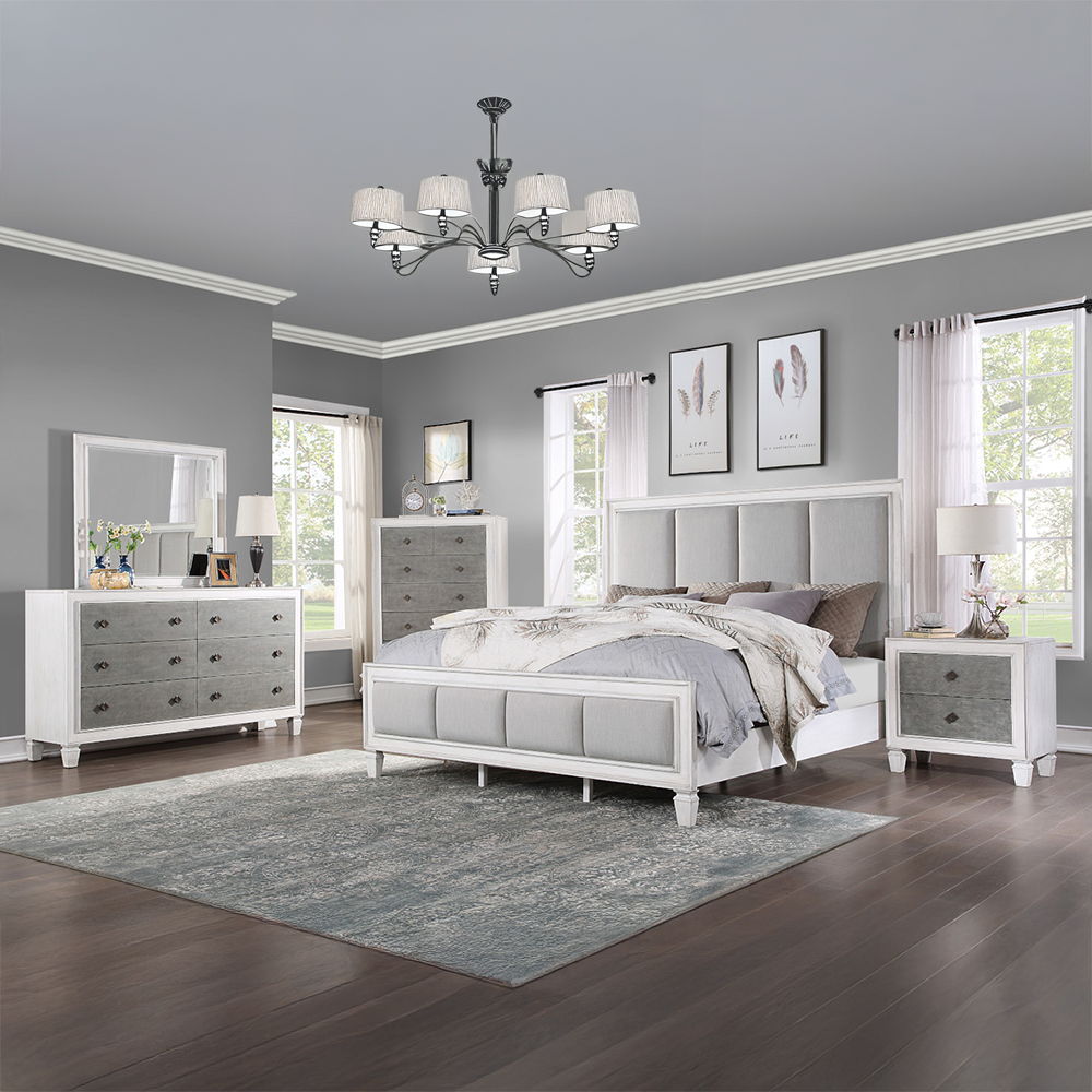 Katia - Dresser - Rustic Gray & Weathered White, alternate view 5 with linen fabric