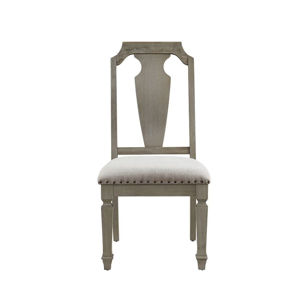 Zumala - Side Chair (Set of 2) - Beige Linen & Weathered Oak, alternate view 3 with wood construction