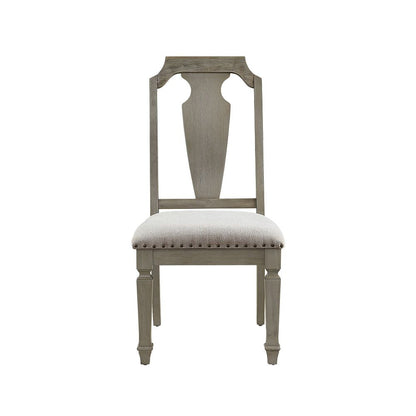 Zumala - Side Chair (Set of 2) - Beige Linen & Weathered Oak, alternate view 3 with wood construction