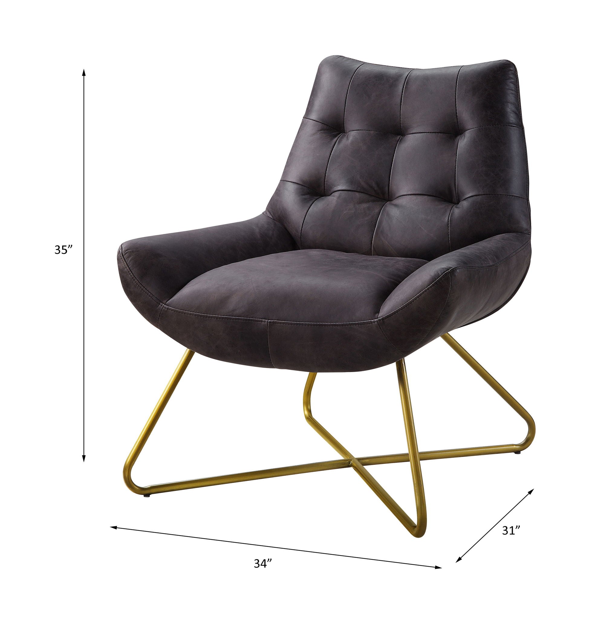 Dhalsim - Accent Chair - Antique Ebony Top Grain Leather, alternate view 5 with metal