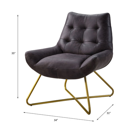 Dhalsim - Accent Chair - Antique Ebony Top Grain Leather, alternate view 5 with metal