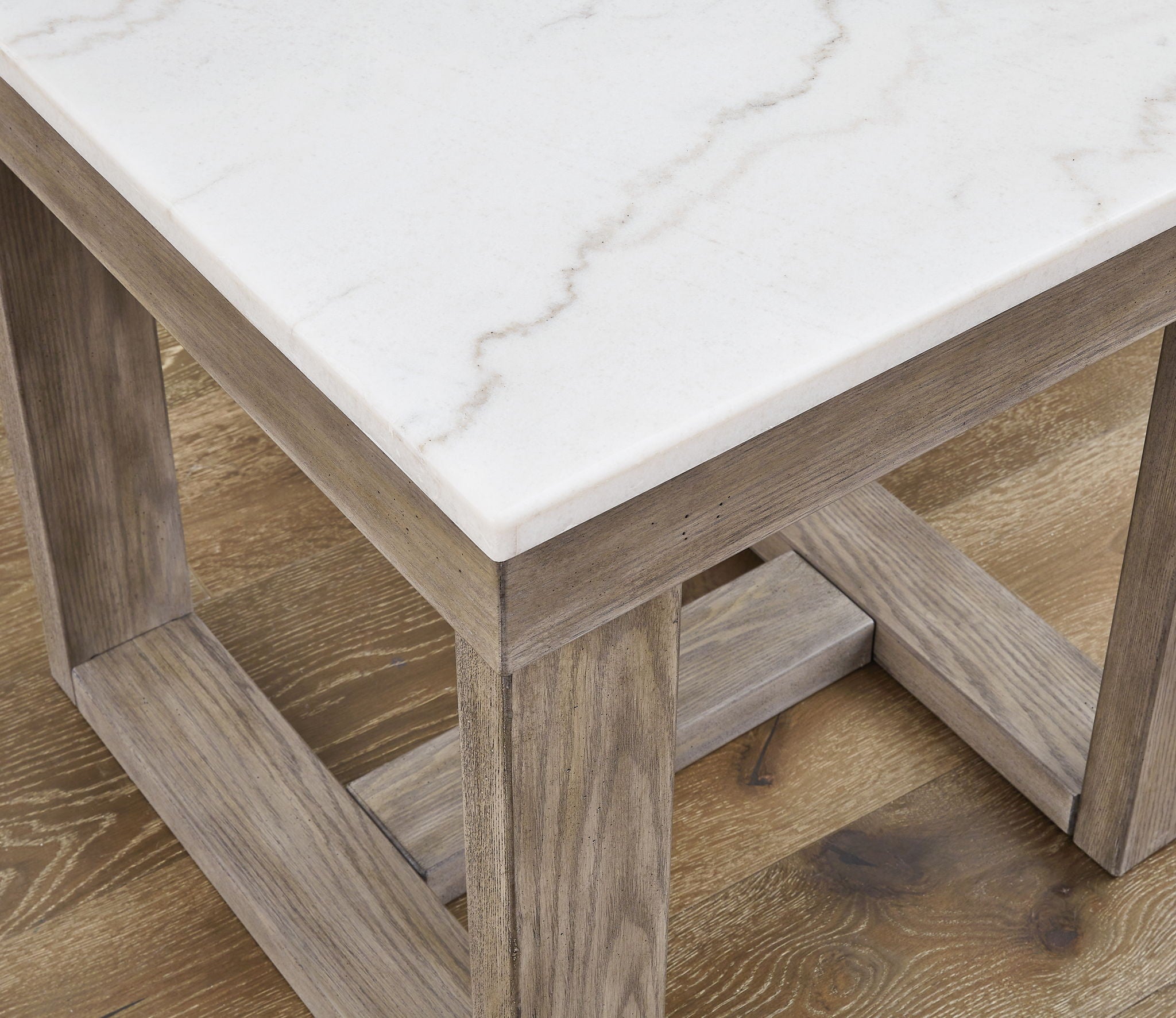 Loyaska - Square End Table - Brown / Ivory, alternate view 6 with wood construction
