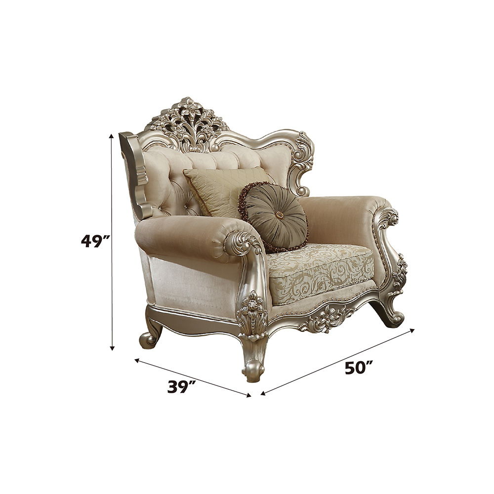 Bently - Chair With 2 Pillows (Same Lv01581) - Fabric & Champagne, alternate view 2 with wood construction