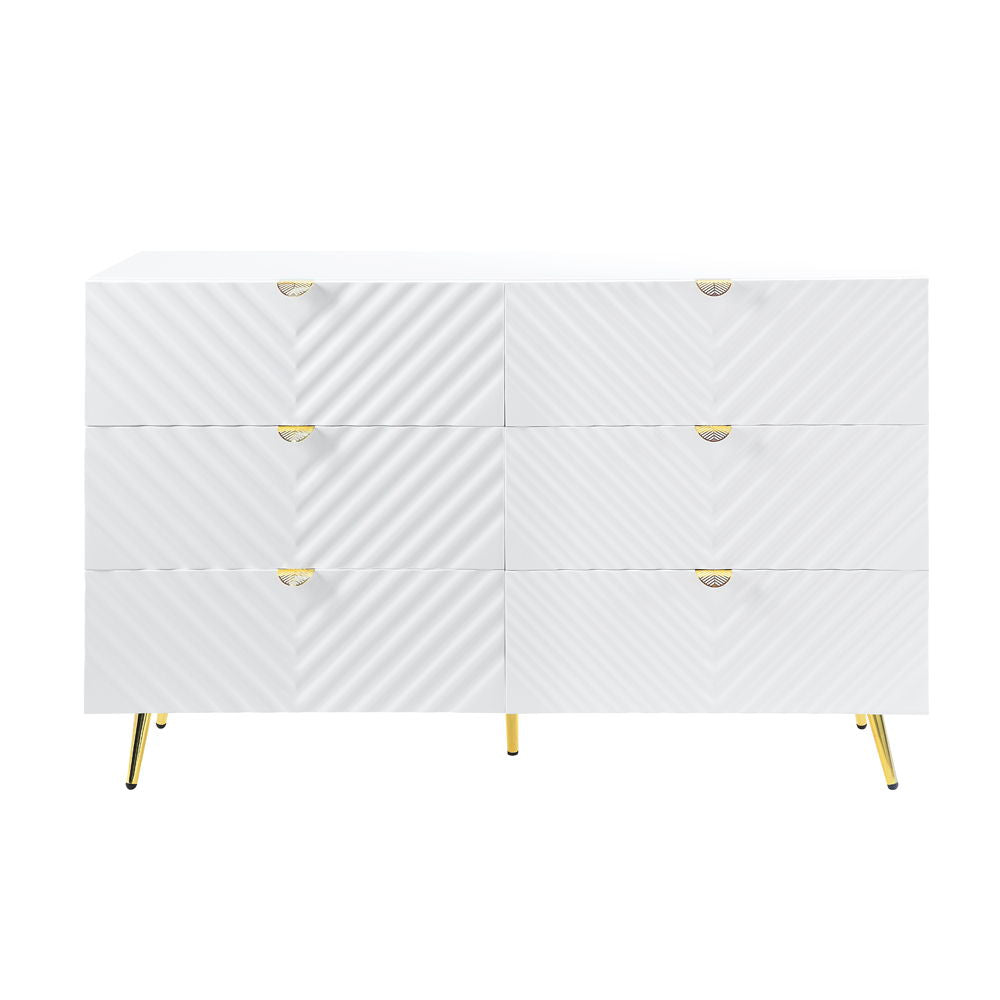 Gaines - 55" Dresser - White High Gloss, alternate view 6 with metal