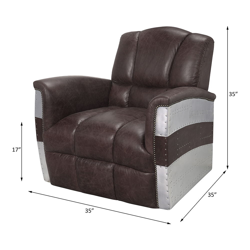 Brancaster - Accent Chair - Retro Brown Top Grain Leather & Aluminum, alternate view 3 with top-grain leather