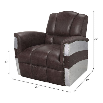 Brancaster - Accent Chair - Retro Brown Top Grain Leather & Aluminum, alternate view 3 with top-grain leather