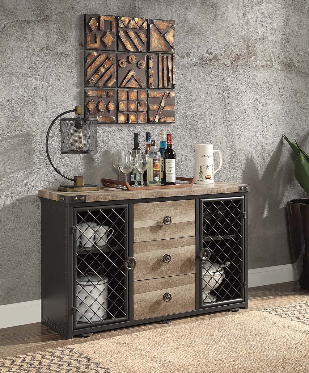Edina - Server - Oak & Sandy Black, alternate view 3 with wood construction
