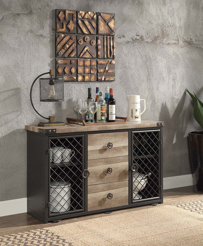 Edina - Server - Oak & Sandy Black, alternate view 3 with wood construction