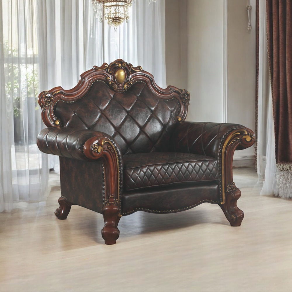 Picardy - Chair w/1 Pillow, alternate view 2 with leather upholstery
