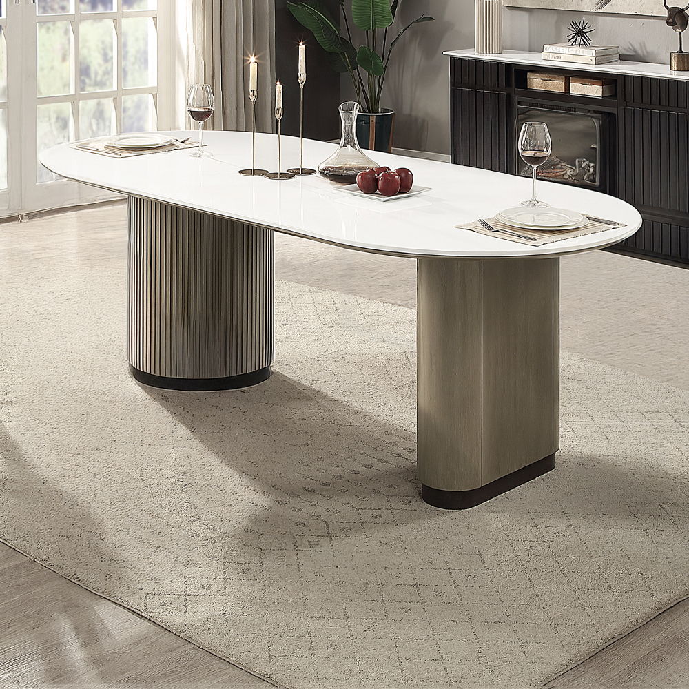 Clayten - Dining Table - Engineered Top & Light Oak, alternate view 4 with stone