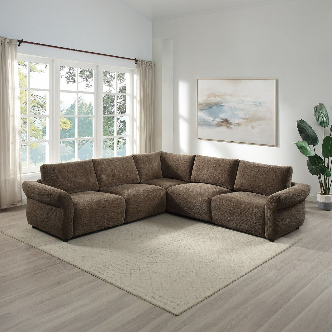 Theodore - Modular Left Facing Arm Chair - Brown Chenille