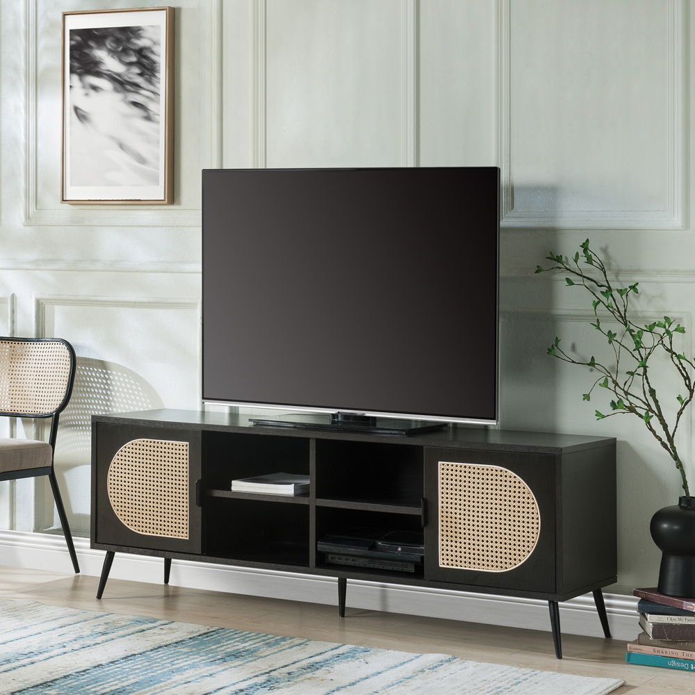 Colson - TV Stand - Black, alternate view 4 with wood construction