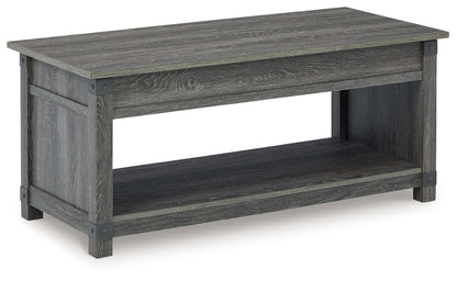 Freedan - Rect Lift Top Cocktail Table - Grayish Brown, alternate view 6 with engineered wood