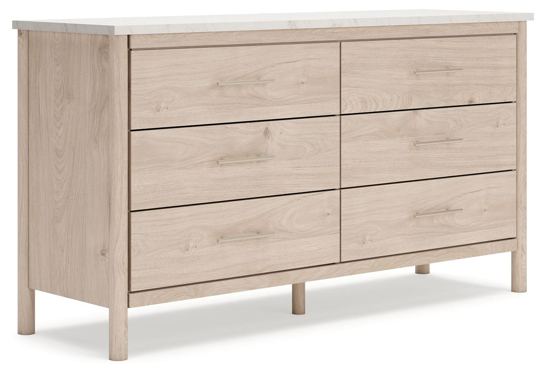 Cadmori - Six Drawer Dresser, product view with marble