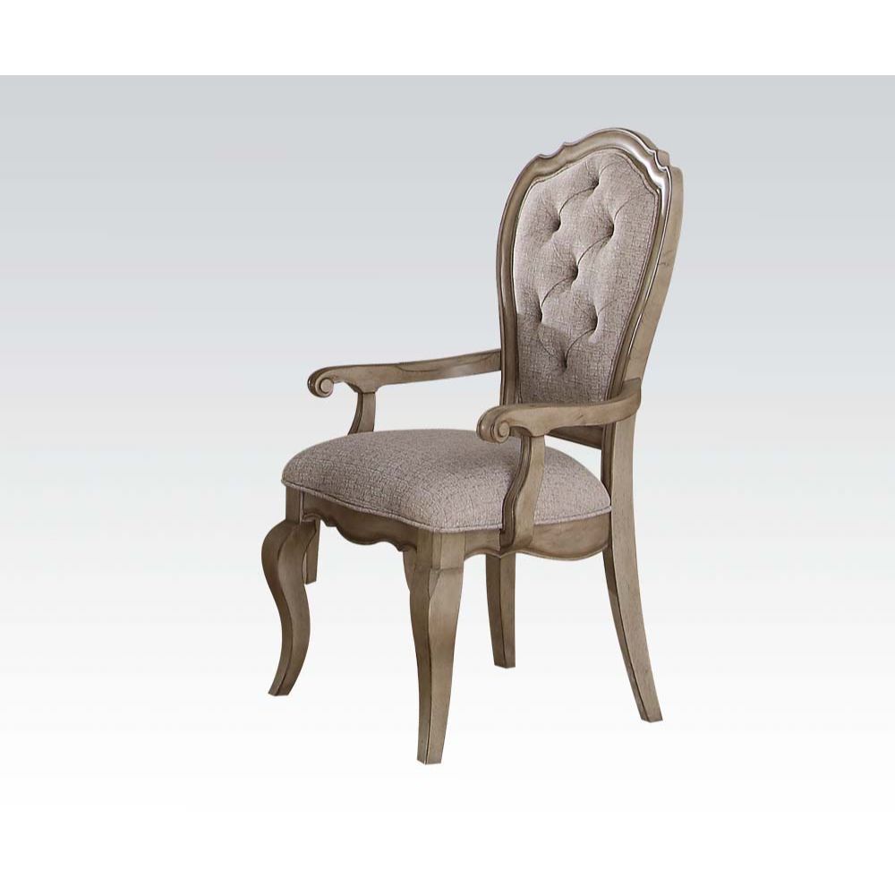 Chelmsford - Arm Chair (Set of 2) - Beige Fabric & Antique Taupe, product view with wood construction