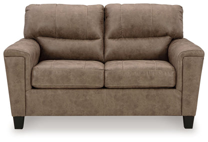 Navi - 3 Pc. - Sofa, Loveseat, Rocker Recliner - Fossil, alternate view 7 with faux leather