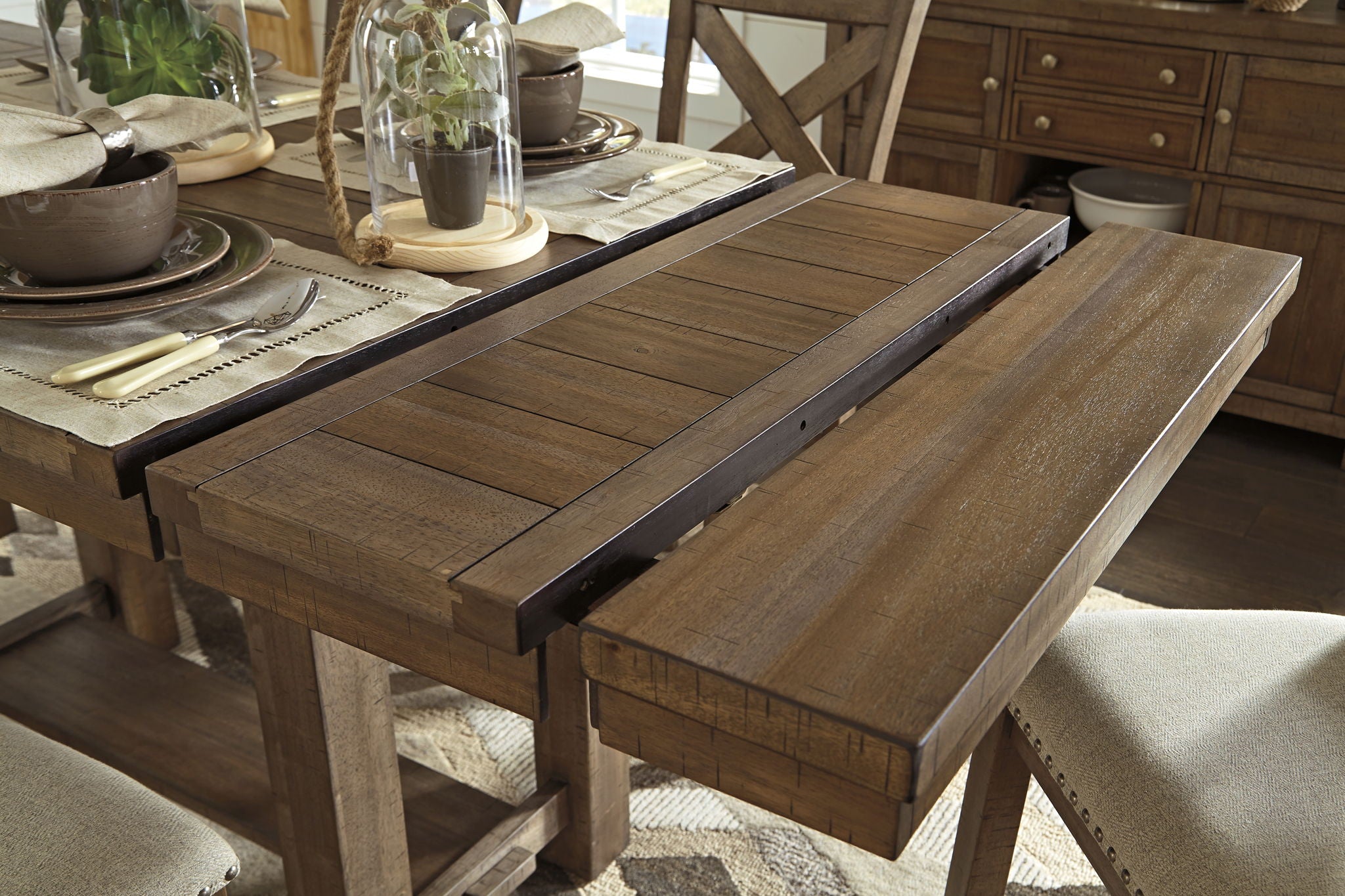 Moriville - Rectangular Dining Room Counter Extension Table - Grayish Brown, alternate view 5 with engineered wood