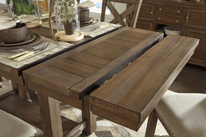 Moriville - Rectangular Dining Room Counter Extension Table - Grayish Brown, alternate view 5 with engineered wood