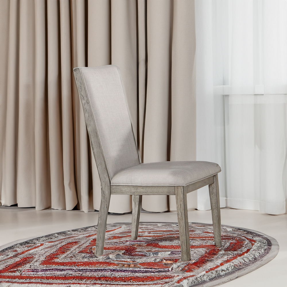 Rocky - Side Chair (Set of 2) - Fabric & Gray Oak, product view with wood construction