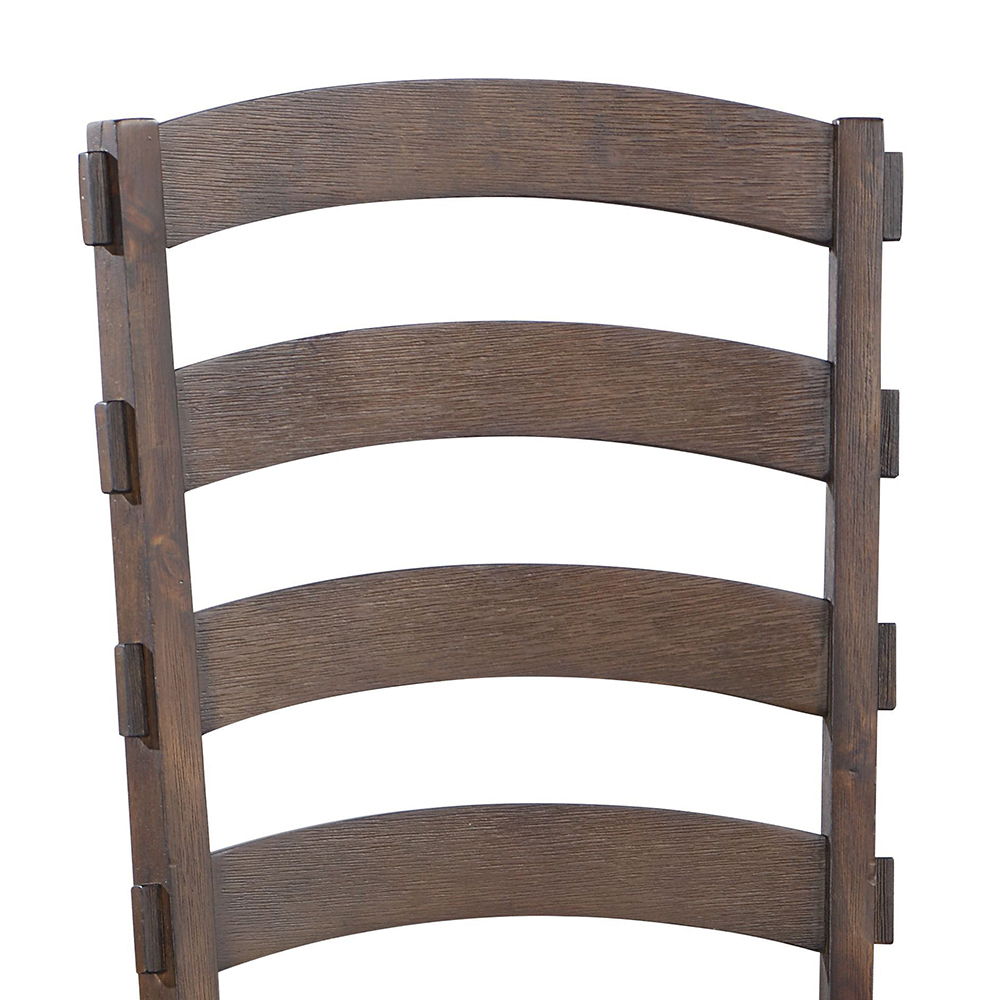 Pascaline - Side Chair (Set of 2) - Gray Fabric, Rustic Brown & Oak, alternate view 5 with wood construction