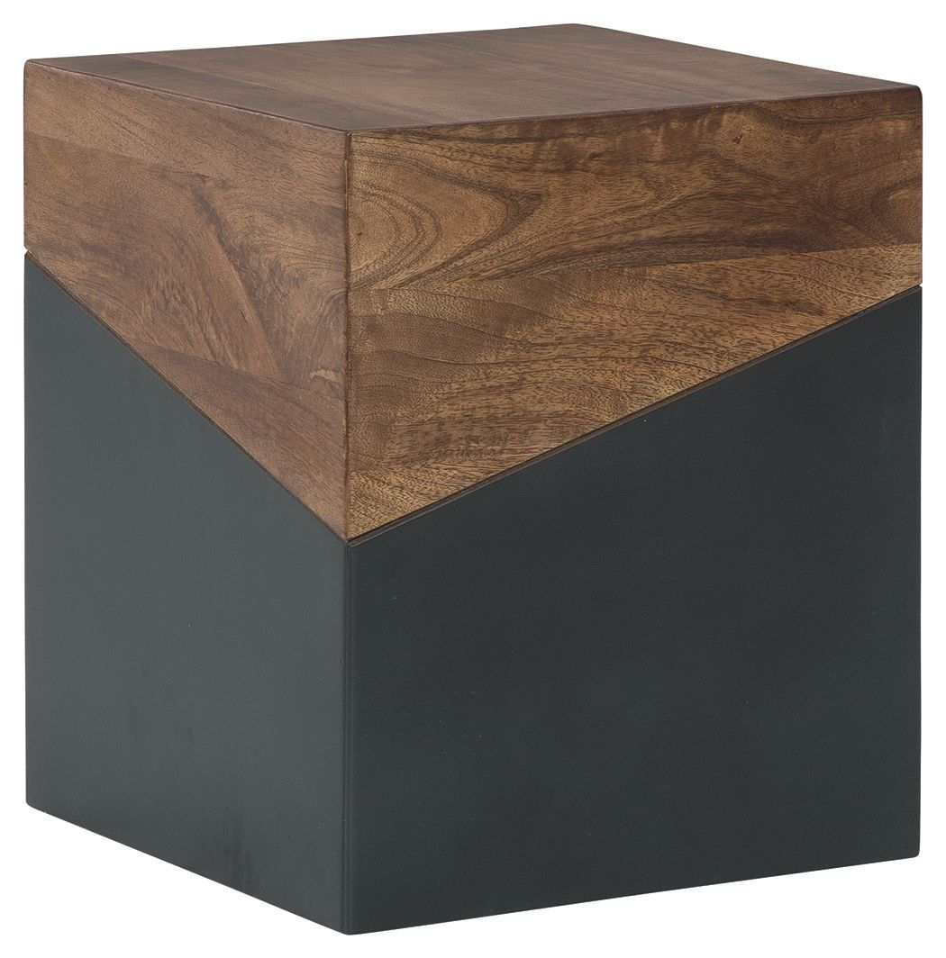 Trailbend - Accent Table - Brown / Gunmetal, alternate view 4 with solid wood