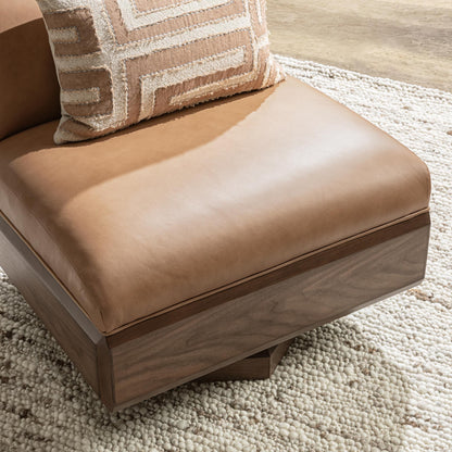 Myla - Swivel Accent Chair - Tan, alternate view 5 with top-grain leather