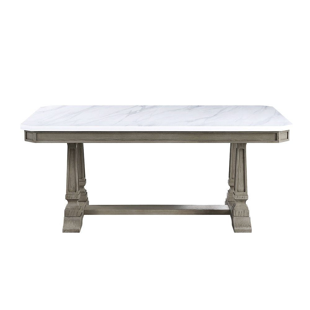 Zumala - Dining Table - Marble Top & Weathered Oak, alternate view 4 with wood construction