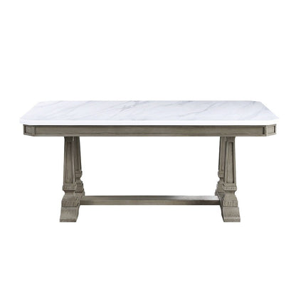 Zumala - Dining Table - Marble Top & Weathered Oak, alternate view 4 with wood construction