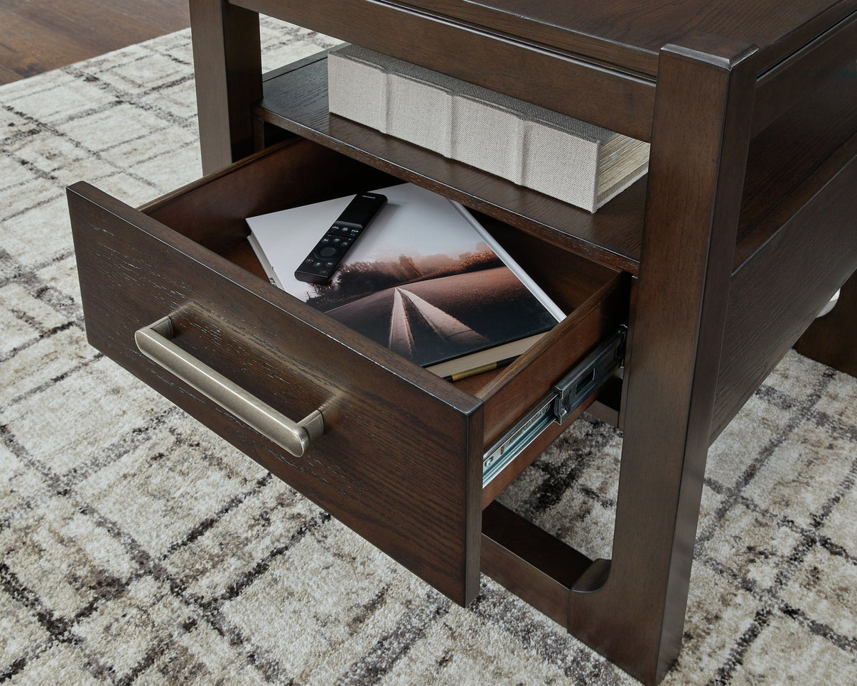 Breckington - Square End Table - Dark Brown, alternate view 8 with wood construction