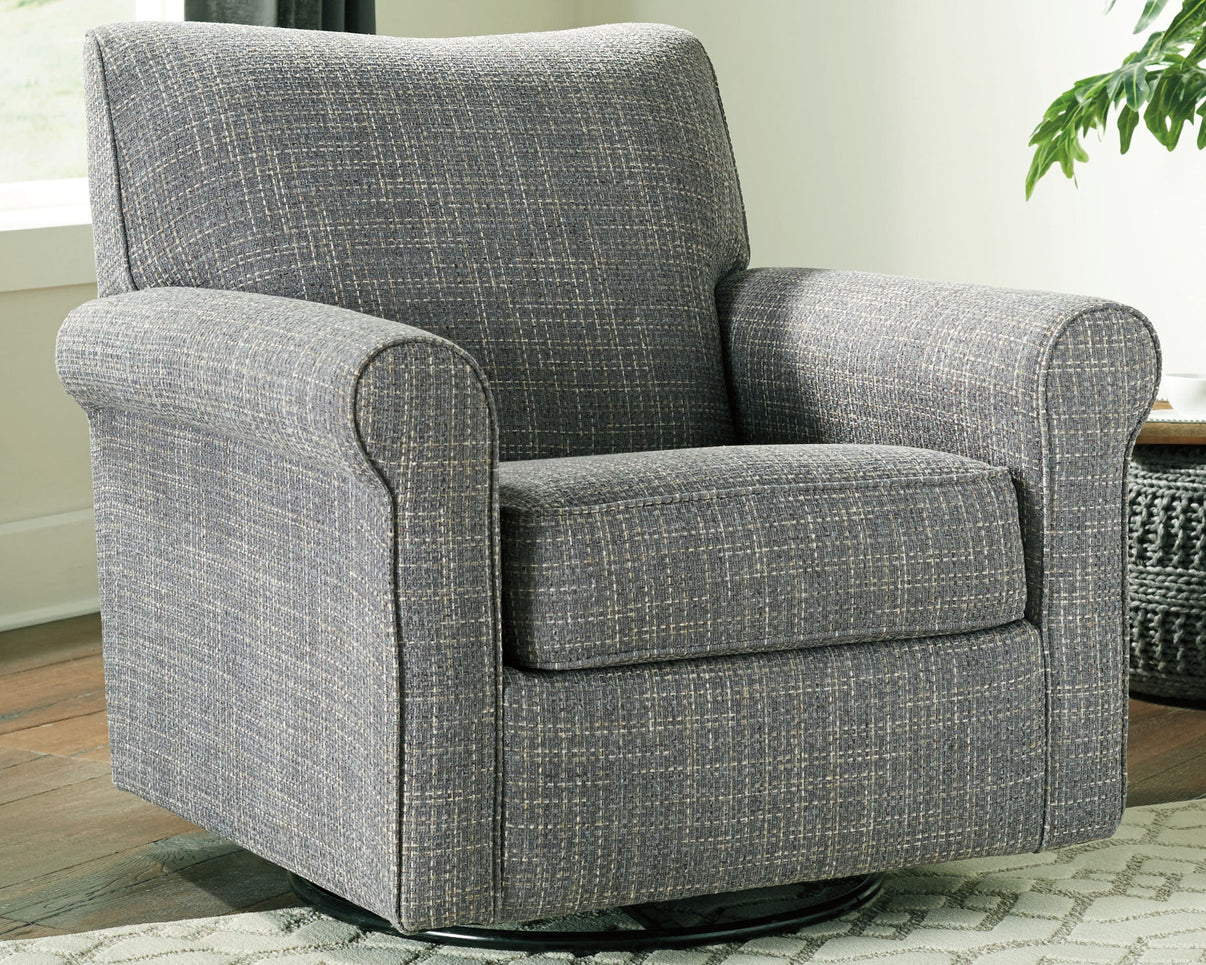 Renley - Swivel Glider Accent Chair - Ash, alternate view 5 with polyester fabric