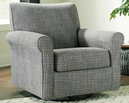 Renley - Swivel Glider Accent Chair - Ash, alternate view 5 with polyester fabric