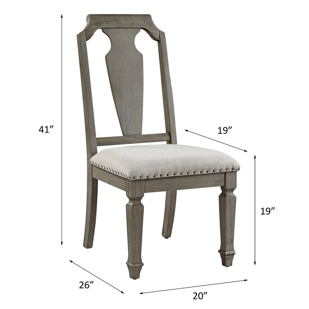 Zumala - Side Chair (Set of 2) - Beige Linen & Weathered Oak, alternate view 4 with wood construction